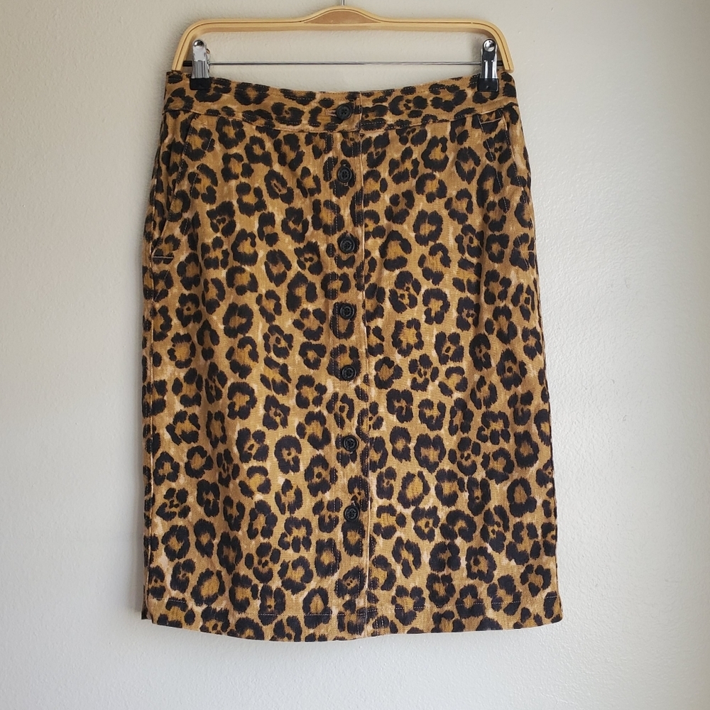 Lauren Ralph Lauren leopard print button down skirt Size 4